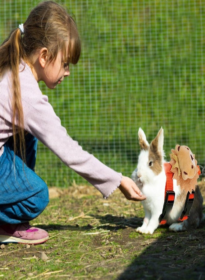 XPAPOV Set of 4 Adjustable Rabbit Harness and Leash for Small Pets, Ferret Leash with Decorations for Rabbit, Kitten, Puppy - Image 2